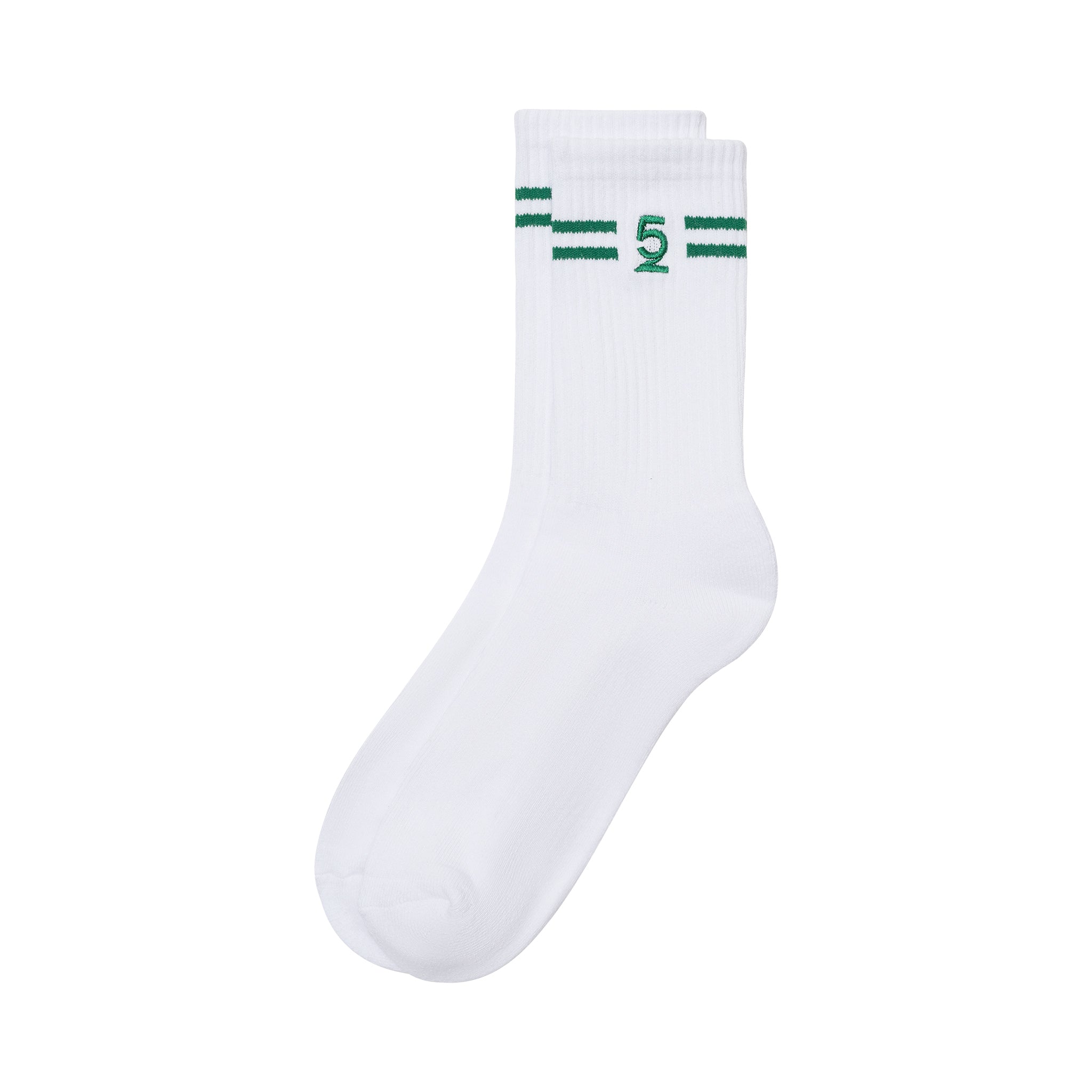 Premium Icon Crew Socks - White/Forest Green